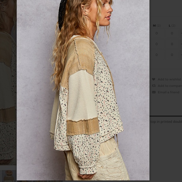 POL “ Mia 2 “ POL V-Neck Double Gauze Woven Top 24 - Picture 3 of 6